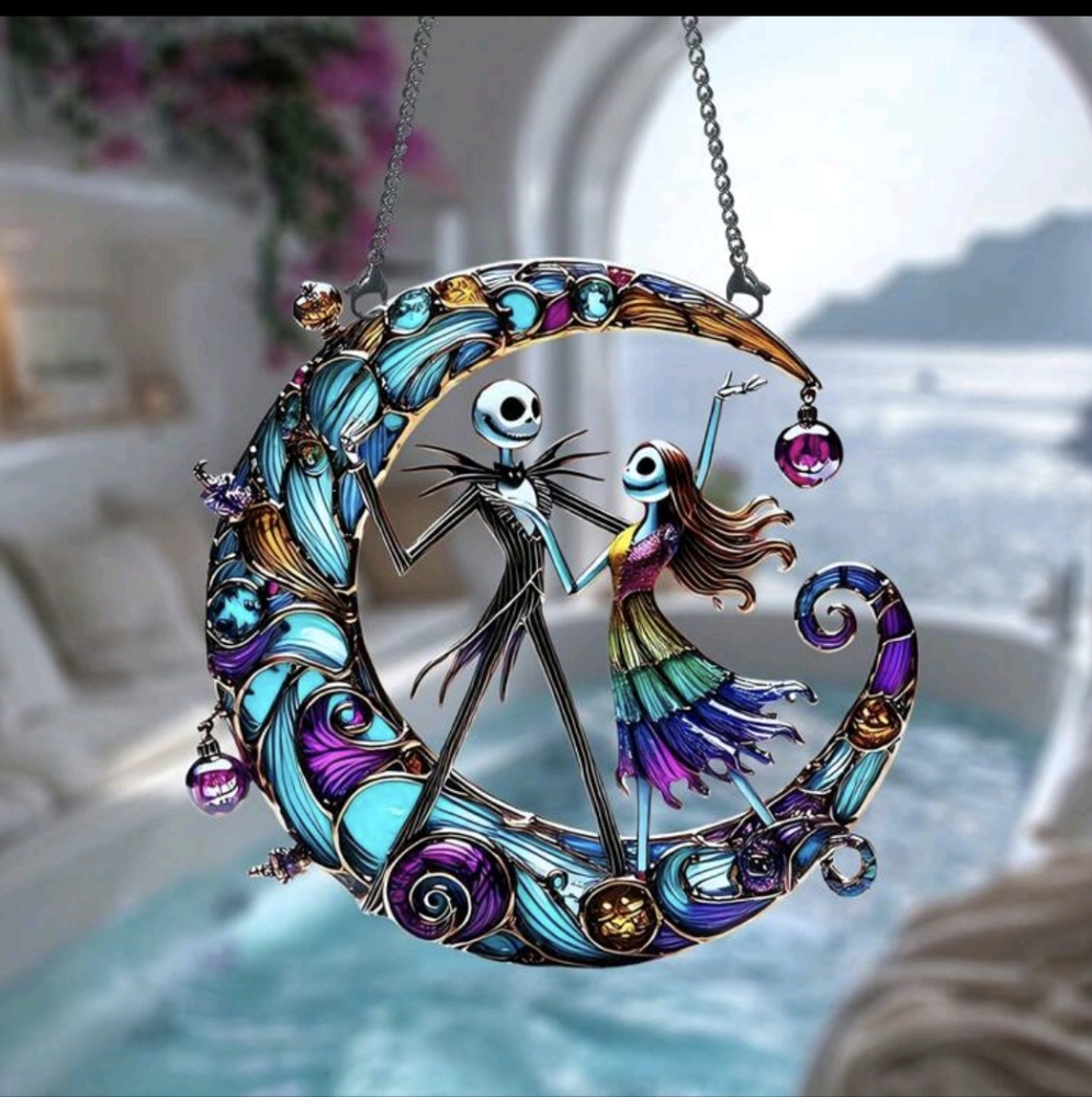 Nightmare Before Christmas Jack Skellington Crescent Suncatcher 2D Acrylic - Picture 3 of 4